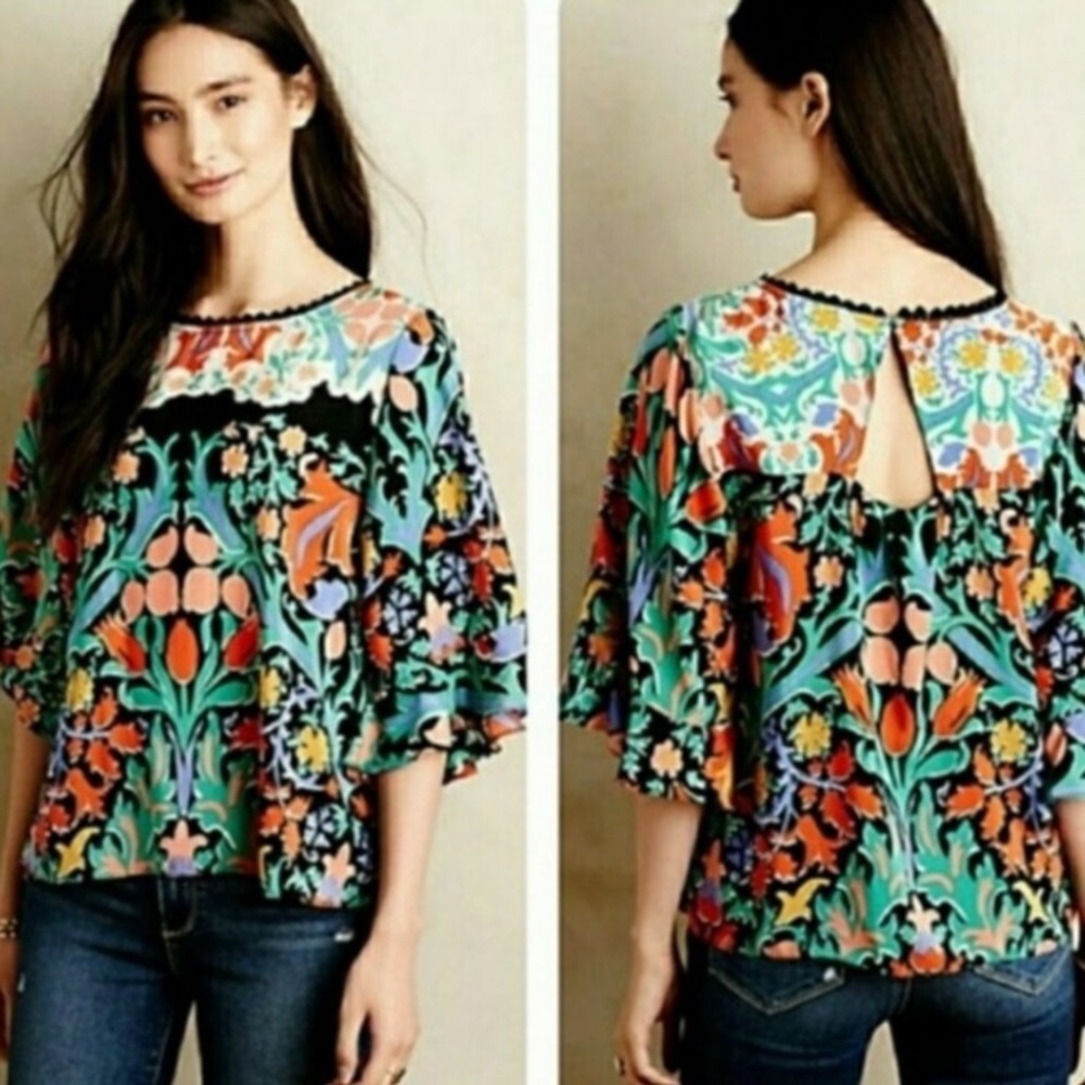 Anthropologie Maeve Floral Blouse EUC